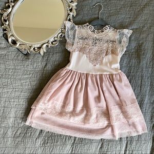 Vintage style girls dusty rose pink dress